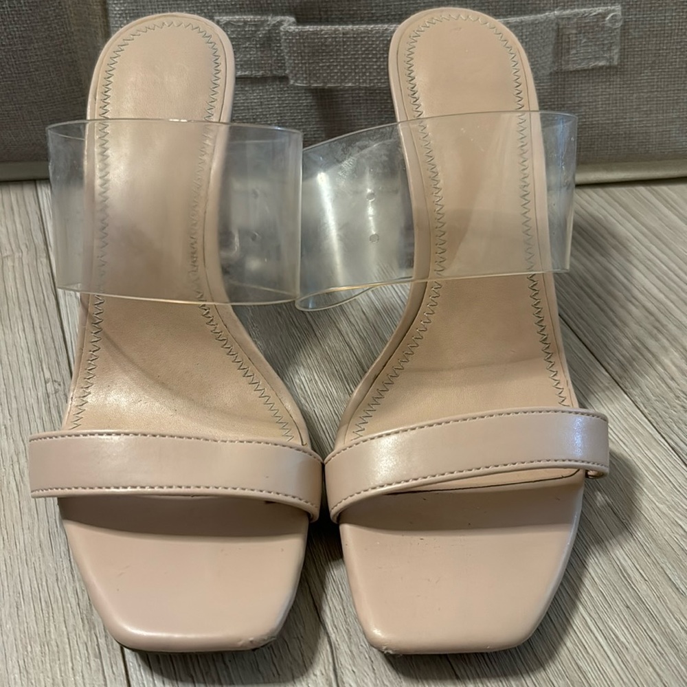Nude and clear heel